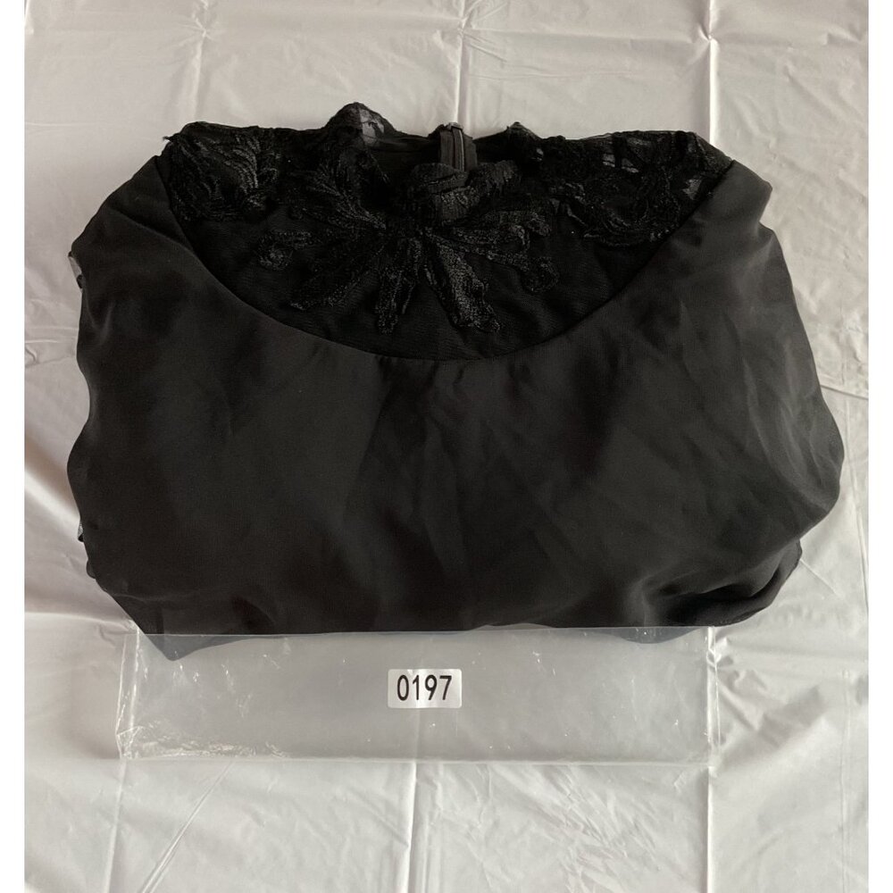 NWT Vintage-Style Black Lace Overlay Dress Sheer Cape High Neck Floral Embroider - Picture 13 of 16